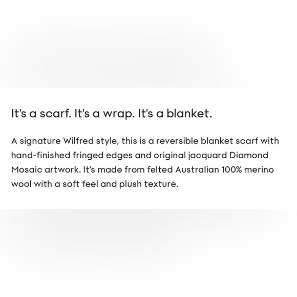 NEW Aritzia Wilfred Diamond Mosaic Reversible Wool Scarf in Peniche wBorder NWOT - Picture 6 of 12